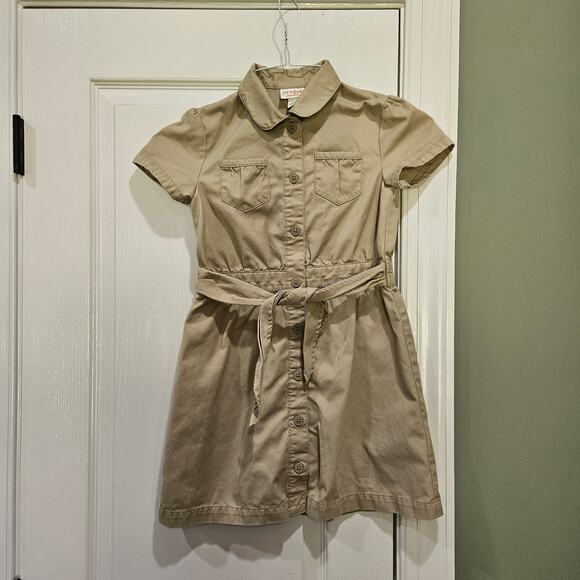 Cat & Jack Girls' Khaki Short Sleeve Uniform Safari Dress Size 8 - Picture 2 of 7